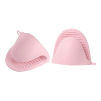 2-Piece Mini Silicone Heat-Resistant Gloves, High-Temperature Resistant, Ideal for Baking, Cooking, and Grilling (Pink)
