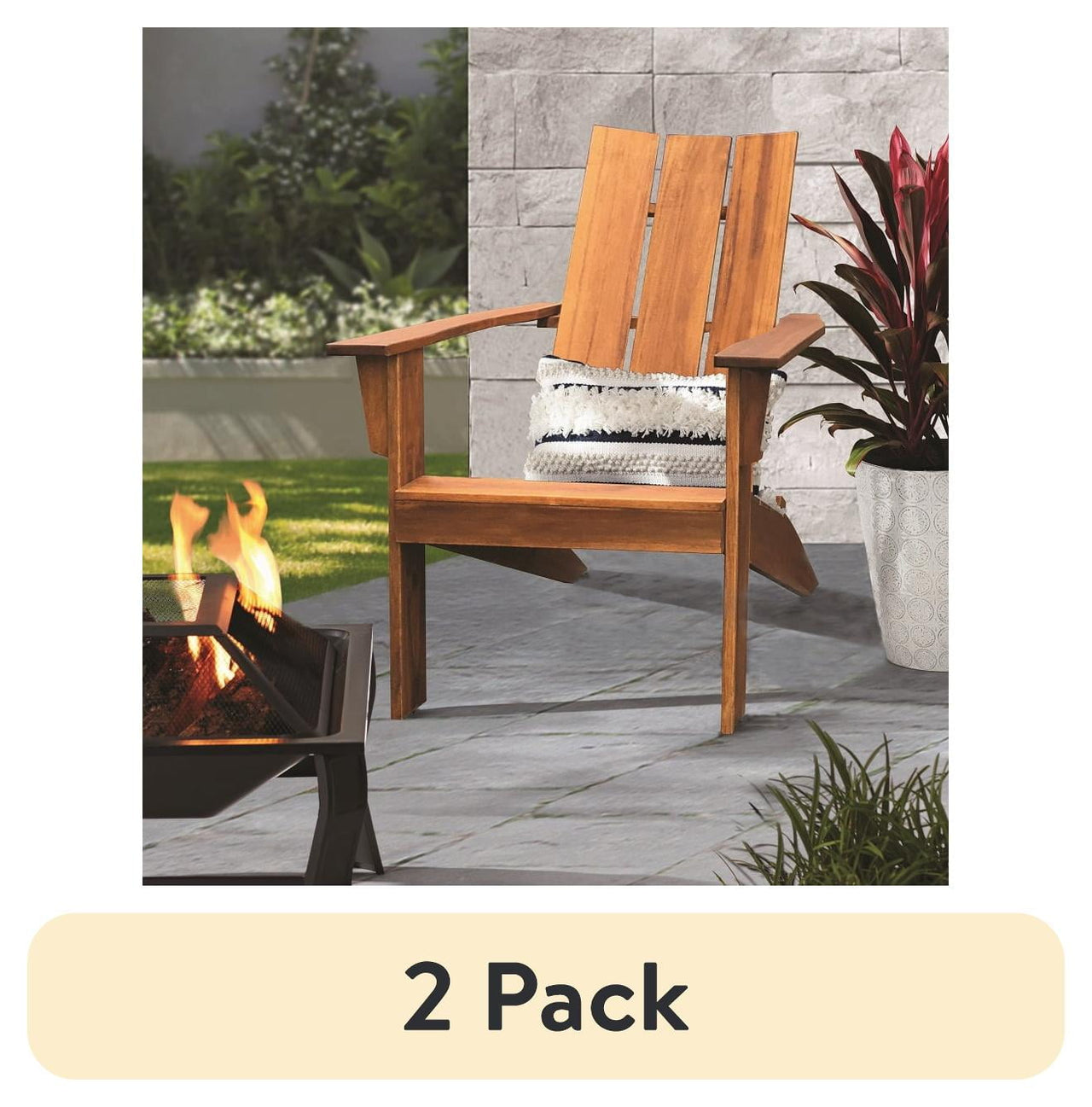 Mainstays Wood Modern Adirondack Chair, Black Color