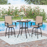 Sophia & William 2 Pcs Outdoor Swivel Metal Bar Stools Patio Counter Height Textilene Chairs for Garden, Backyard in Brown