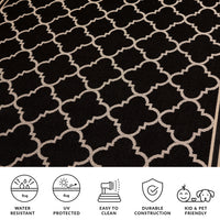 Safavieh Courtyard Alina Geometric Quatrefoil Indoor/Outdoor Area Rug, Black/Beige, 5'3