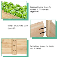 Costway Wooden Vegetable Raised Garden Bed Backyard Patio Grow Flowers Planter with 2 Planting Compartments