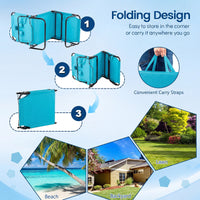 Costway Beach Chaise Lounge Chair with Face Hole Pillows & 4-Position Adjustable Backrest Turquoise