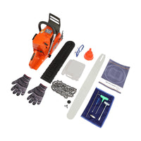 Orange Gas Chainsaw with 24 inch Guide Bar,2-Cycle 65cc Gasoline Power Chain Saws 3.4KW 40.94*10.62*12.99in for Forest Harvesting, Cutting Wood