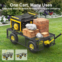 Firstness Heavy Duty Garden Cart, 900 lbs Capacity Garden Wagon with Removable Sides, Black