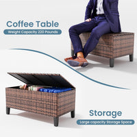 Ampatio 7 Pieces Patio Furniture Outdoor Conversation Set Rattan Wicker Outdoor Sectional Sofa with Swivel Chairs & Coffee Table, Navy Blue