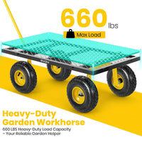 GVDV Heavy Duty Steel Garden Cart with Liner, 660lbs Capacity, 3 Cu ft, 10