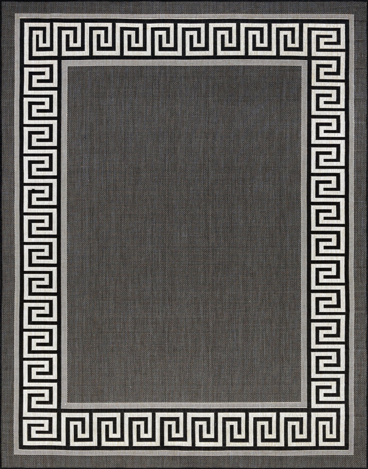 5x8 Water Resistant, Indoor Outdoor Rugs for Patios, Front Door Entry, Entryway, Deck, Porch, Balcony | Outside Area Rug for Patio | Black, Greek Key | Size: 5'3'' x 7'3''