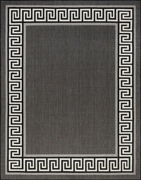 5x8 Water Resistant, Indoor Outdoor Rugs for Patios, Front Door Entry, Entryway, Deck, Porch, Balcony | Outside Area Rug for Patio | Black, Greek Key | Size: 5'3'' x 7'3''