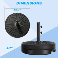 Easthome Heavy Duty Fillable Patio Umbrella Base with Dual-Lock System, Holds up to 81.5 lbs for 7-12FT Market Umbrella, Sand/Water Weighted Stand for Outdoor, Fits 1.5