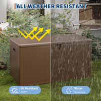 Gaderth 150 Gal Deck Box, Weather-Resistant Outdoor Storage Box with Lid, Weatherproof & Lockable Outdoor Storage Bin, Lockable Storage Bin with Built-in Handle for Patio