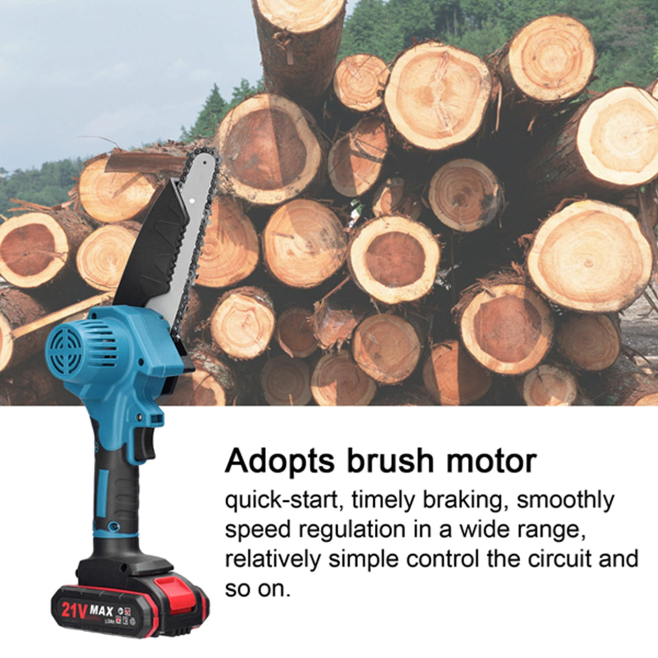 Pruning 21V 6inch Portable Electric Pruning Saws Small Wood Splitting Chainsaw Brush Motor One-handed Woodworking Tool For Garden Orchard