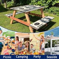 SLUMLOVE 6ft Picnic Table Bench Cover Set, Water-Repellent Elastic Edge for Camping RV Indoor Outdoor