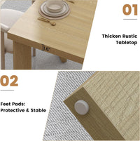 HAUXITIO 63 Inch Dining Table for 6 People, All-Weather Rectangular Table with Solid Wood Legs for Indoor & Outdoor Use,Natural