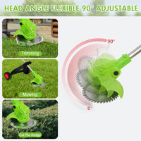 BAOKALER Electric Weed Eaters Cordless,2AH Battery Powered Weed Wacker with Charger, Grass Trimmer with Supporting Wheels, Grass Cutting Machine with 1 Batteriy for Yard and Garden, Green