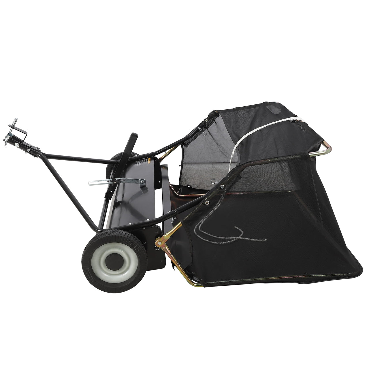 TEQIN 48" 50"Tow Behind Lawn Sweeper, Large Leaf Grass Sweeper Collector Pull Behind with Adjustable Brush Height and Dump Pull Behind Yard Sweeper for Picking Up Debris