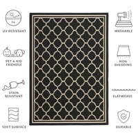 Safavieh Courtyard Alina Geometric Quatrefoil Indoor/Outdoor Area Rug, Black/Beige, 5'3