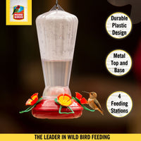 More Birds Hollyhock Hummingbird Feeder with 25 oz Nectar Capacity - Clear Plastic Design