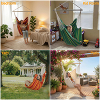 Sunyear Hammock Chair Swing Max 500 lbs with Sturdy Metal Bar & Anti-Slip Safety Rings Swing Chair Outdoor/Indoor Use - Hanging Chair for Bedroom, Patio,  Porch, Deck