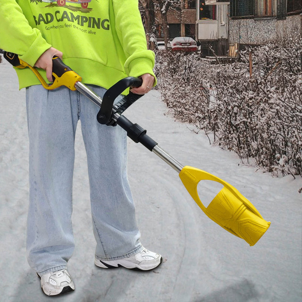 Yellow Cordless Garden Leaf Blower, Foldable Electric Blower With Lithium Battery, High Wind Speed For Snow Removal, Lawn Cleaning, Patio And Driveway, 17.72X6.69X5.12In