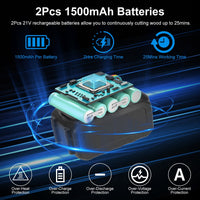 Cordless Pole Saw 6 Inch Electric Pole Chainsaw with 2Pcs 1.5Ah Batteries 35FT/S Speed 7.4ft Maximum Extendable Length for Tree Trimming
