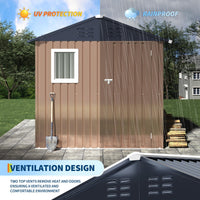 Ataujin 6x4 FT Outdoor Metal Storage Shed with Window, Outdoor Utility Shed with Lockable Door & Air Vent, Large Garden Tool Shed for Backyard, Patio, Lawn