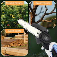 Upgraded Portable Mini Electric Chainsaw with 2 Battery, 20V Cordless Chain Saw, Lightweight 2.3 IBS One-Handed Operation for Orchard Ranch Pruning & Wood Cutting