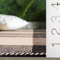 SAFAVIEH Courtyard Benjamin Plaid Indoor/Outdoor Area Rug, Black/Bone, 8' x 11'