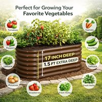 SnugNiture 2-Pack 4x2x1.5 FT Extra-Deep Raised Garden Bed, Galvanized Metal Planter Box for Vegetables, Tomatoes, Herbs, Brown