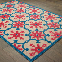 HomeRoots 507571 6 x 9 ft. Sand Oriental Stain Resistant Indoor & Outdoor Rectangle Area Rug