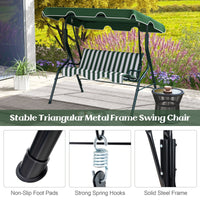 Costway 3 Seats Patio Backyard Canopy Steel Frame Swing Glider Hammock Cushioned