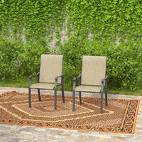 UDPATIO Patio Chairs Set of 2, Outdoor Dining Chairs High Back with All Weather Breathable Textilene, Metal Frame for Lawn Garden Backyard Deck, Brown