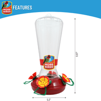 More Birds Hollyhock Hummingbird Feeder with 25 oz Nectar Capacity - Clear Plastic Design