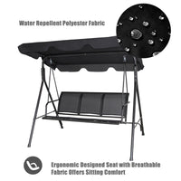 Costway Outdoor Patio Swing Canopy 3 Person Canopy Swing Chair Patio Hammock Black