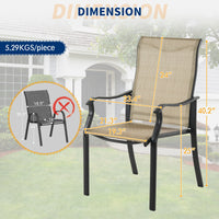 UDPATIO Patio Chairs Set of 2, Outdoor Dining Chairs High Back with All Weather Breathable Textilene, Metal Frame for Lawn Garden Backyard Deck, Brown