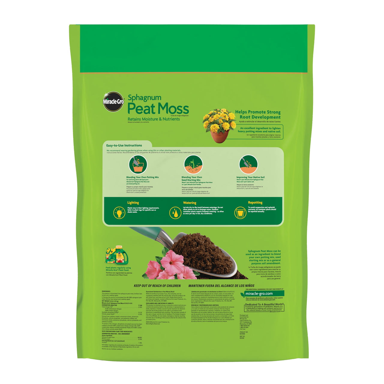 Miracle-Gro Sphagnum Peat Moss, 8 qt., For Containers and In-Ground
