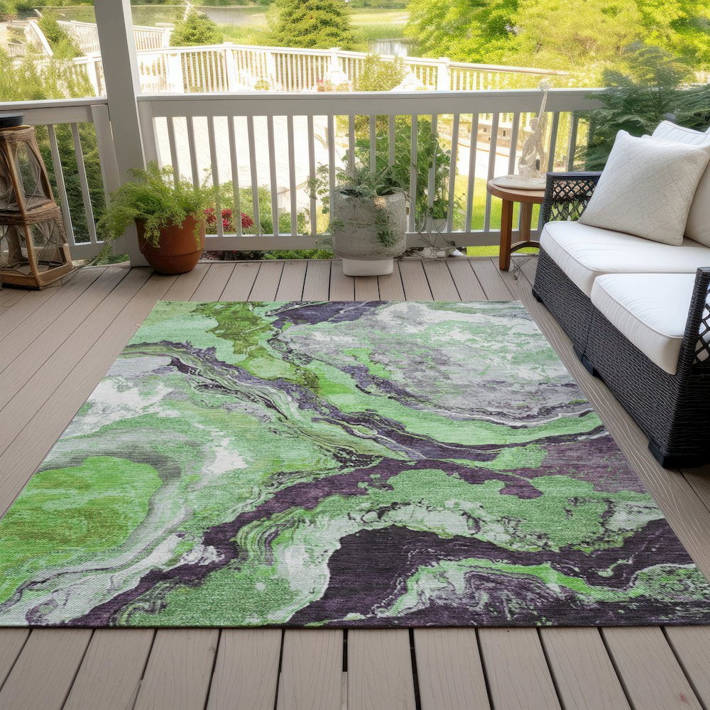 Dalyn Rugs Machine Washable Indoor/Outdoor Chantille Green 10' x 14' Rug
