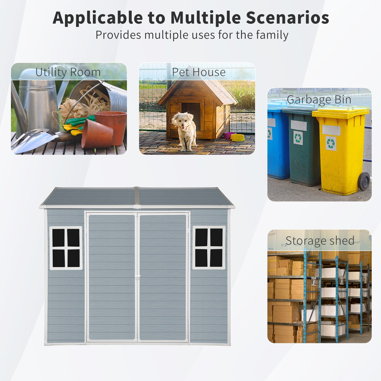 6x8 FT Outdoor Storage Shed with Double Windows And Floor, Lockable Tool Storage Sheds With Sloped Roof, Utility Tool Shed Storage House For Backyard Patio Lawn Garden