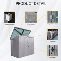 Outdoor Storage Shed for 2 Trash Cans And Tools, Metal Garden Shed Storage House With Sloping Roof, Lockable Door, Metal Shed Storage For Garden Tools