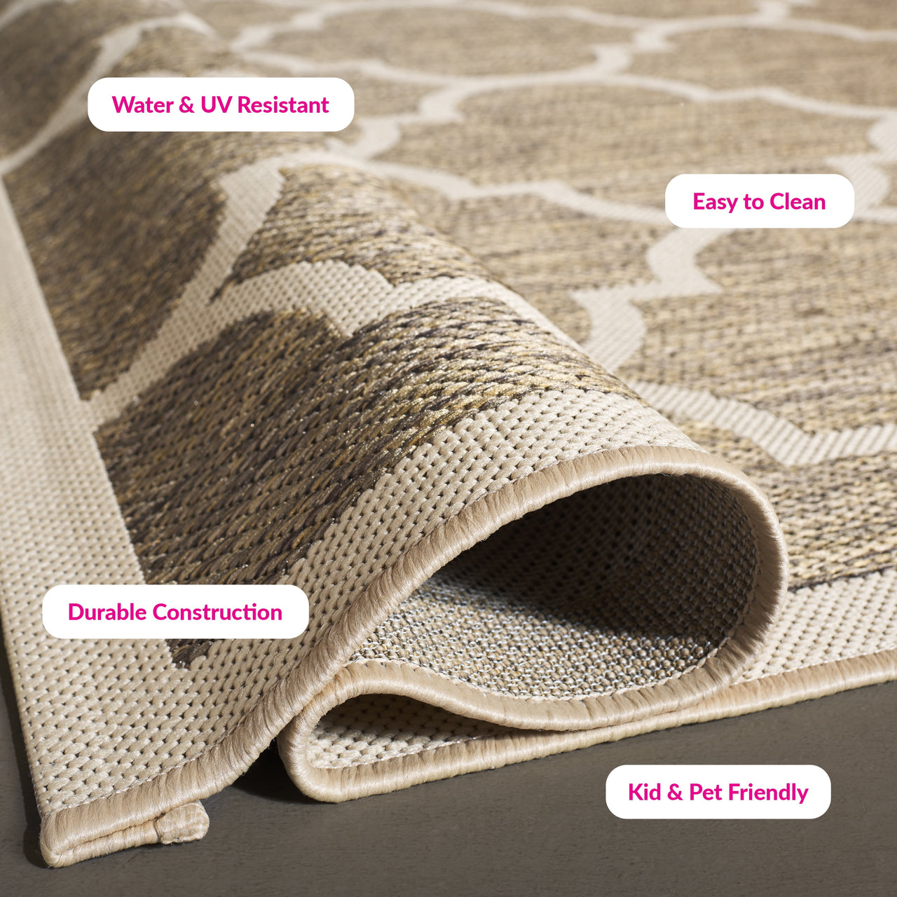Safavieh Courtyard Alyssa Geometric Indoor/Outdoor Area Rug, Brown/Bone, 5'3" x 7'7"