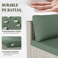 Amopatio 7 Pieces Patio Conversation Set, Outdoor Sectional PE Rattan Wicker Furniture Seat,GREEN