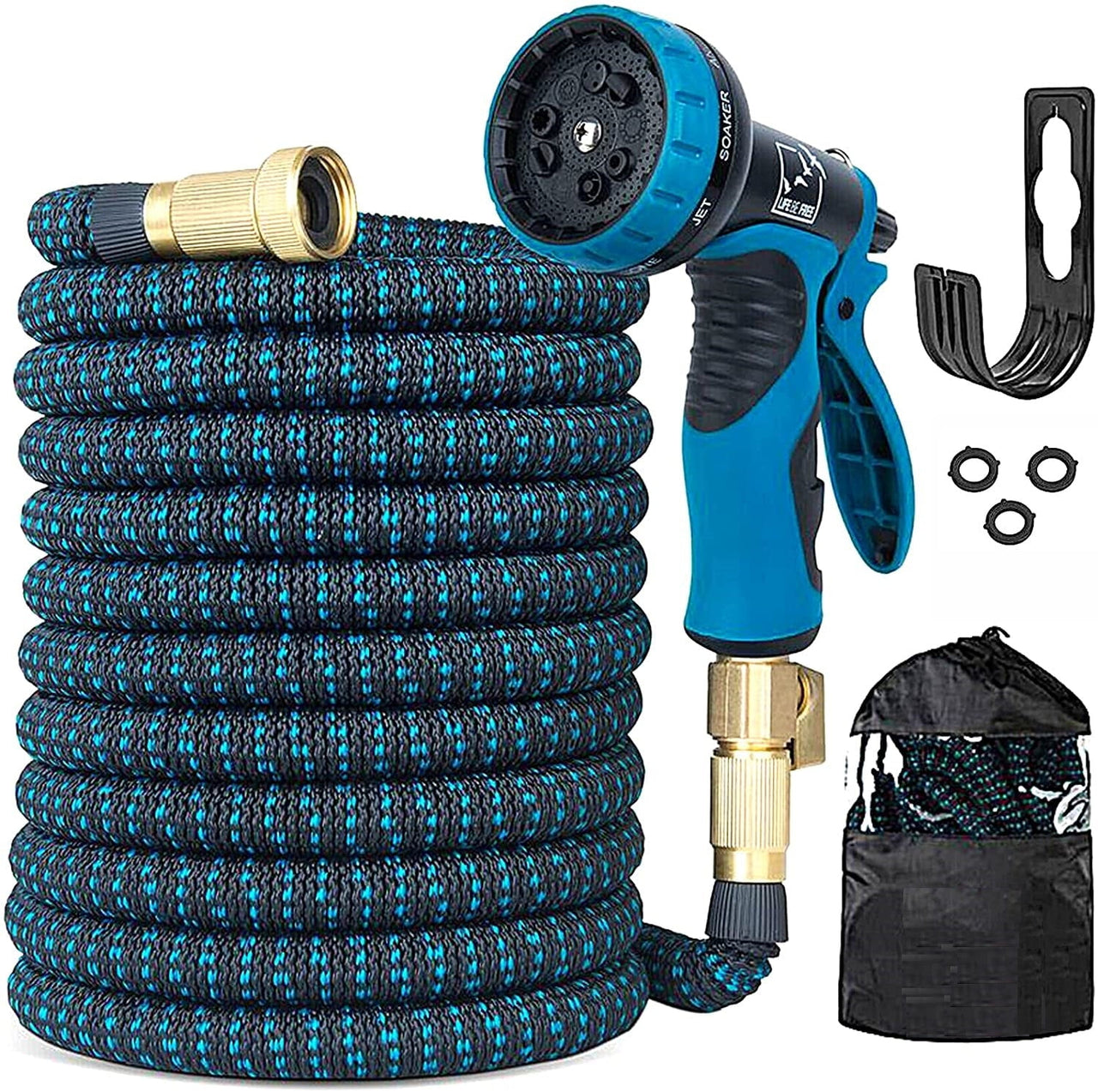 Cyclone Sound 150ft Water Hose - Upgraded Leakproof Lightweight No-Kink Garden Hose, Flexible Expanding Water Hose with Triple Layered Latex Core, Bag and Holder