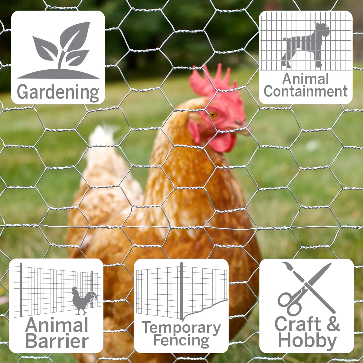 Garden Craft 24in H x 50ft L Gray Chicken Wire with 1in Openings