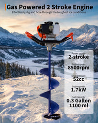 Soonbuy Auger Post Hole Digger, 52CC 2-Stroke Gas Powered Earth Post Hole Digger Fence Earth Auger Single Cylinder Air-Cooled Post with 10