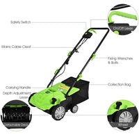 Costway 13” 12A Corded Electric Self-Propelled Walk-Behind Lawn Dethatcher, 40L Collection Bag