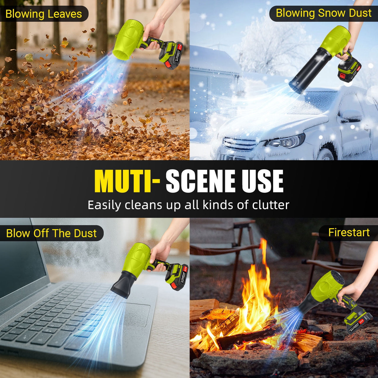 Paddsun Leaf Blower, 21V Cordless Electric with Extended Nozzle Handheld Blower for Patio Cleaning Blowing Leaves and Dust, Green
