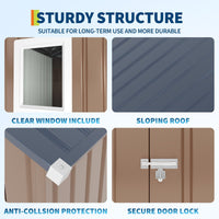 Ataujin 6x4 FT Outdoor Metal Storage Shed with Window, Outdoor Utility Shed with Lockable Door & Air Vent, Large Garden Tool Shed for Backyard, Patio, Lawn