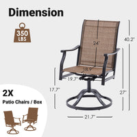 STARY Outdoor Dining Chairs Set of 2, 360°Swivel Patio Dining Chair with Textilene Fabric, Outdoor Metal Armchair All Weather Resistant, Ergonomic Comfort, Perfect for Patio, Backyard, Balcony