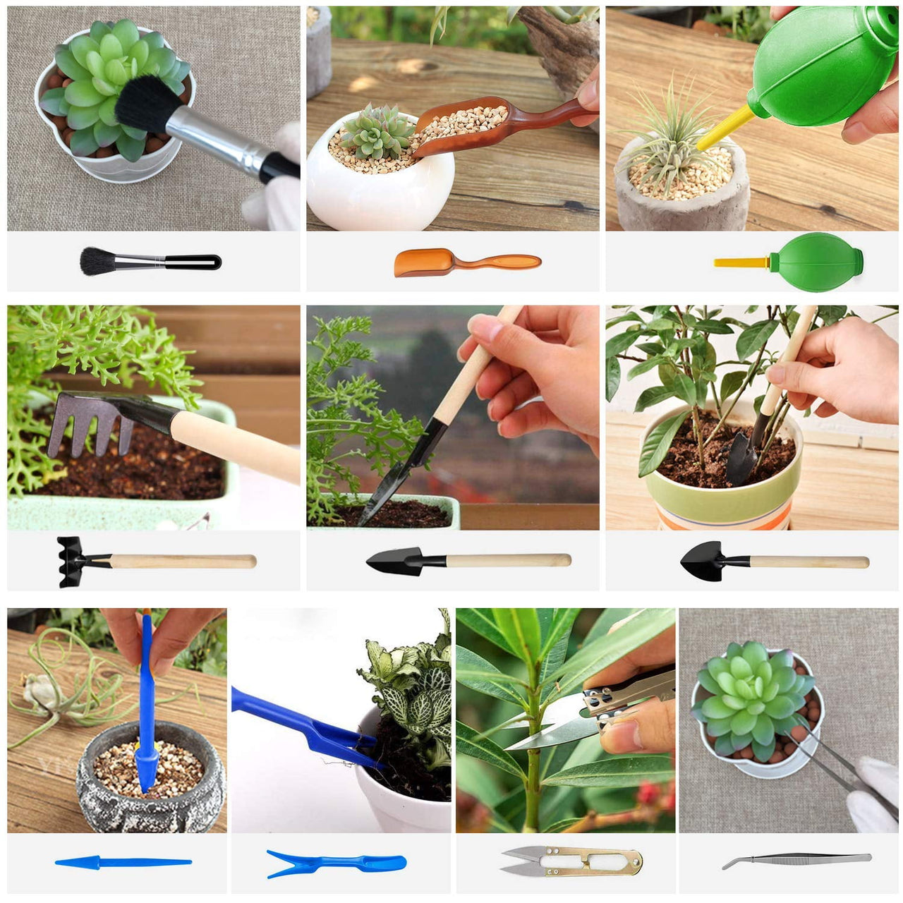 COCOBELA 111Pcs Garden Tools Set Succulent Tools Set, Heavy Duty Aluminum Manual Garden Kit Outdoor Gardening Gifts Tools for Men Women