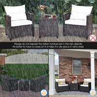 Costway 3PCS Patio Rattan Furniture Set Cushion Conversation Set Sofa Coffee Table Black