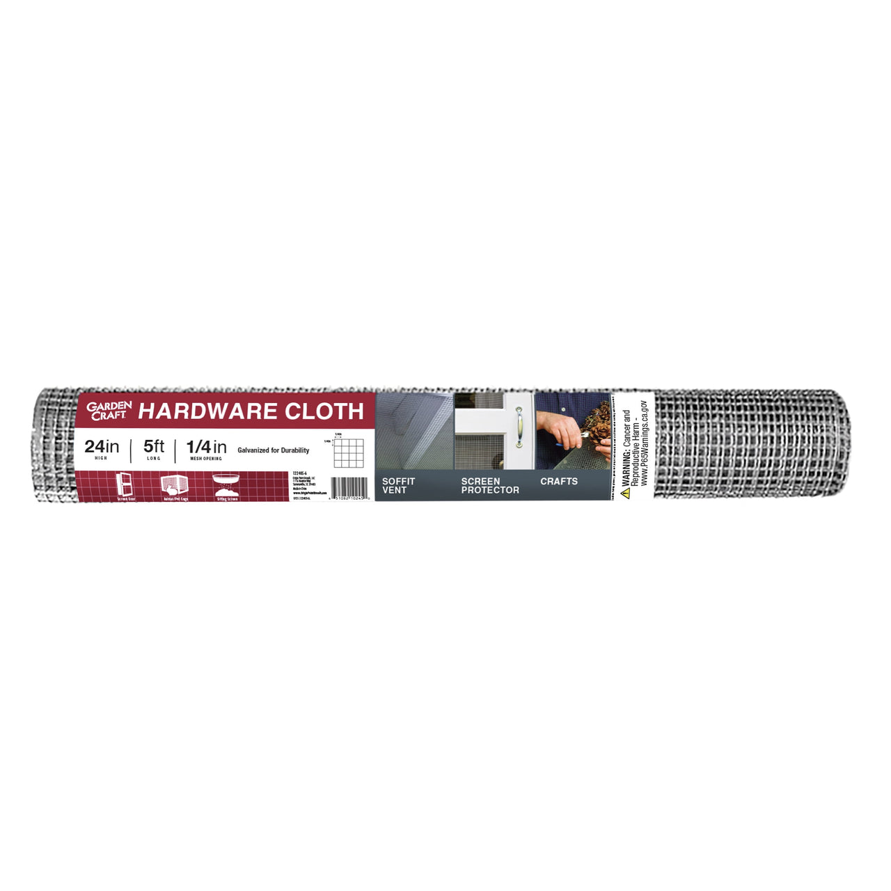 Garden Craft 24 in. H x 5 ft. L Gray Steel Hardware Cloth with 1/4 in. Openings, Wire Mesh Fence